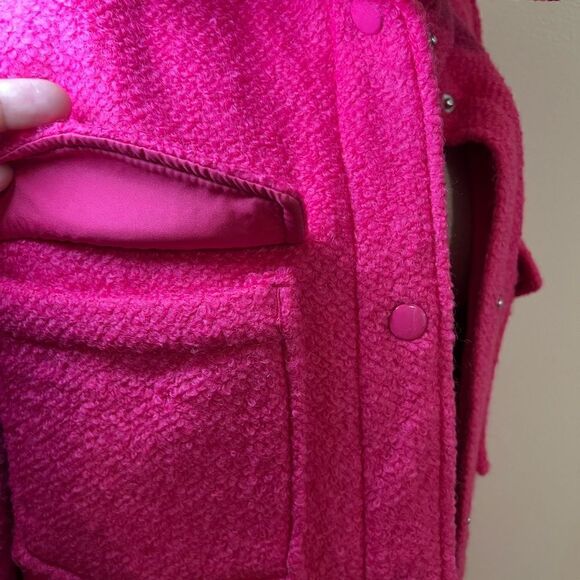 H&M Fuchsia Pink Wool blend Shirt Jacket Size M Like New Condition - Picture 7 of 11